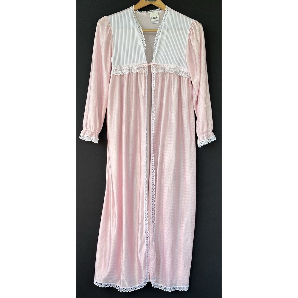 New Moves Nightgown Robe Vintage Satin Lace Women 12 Pink Good